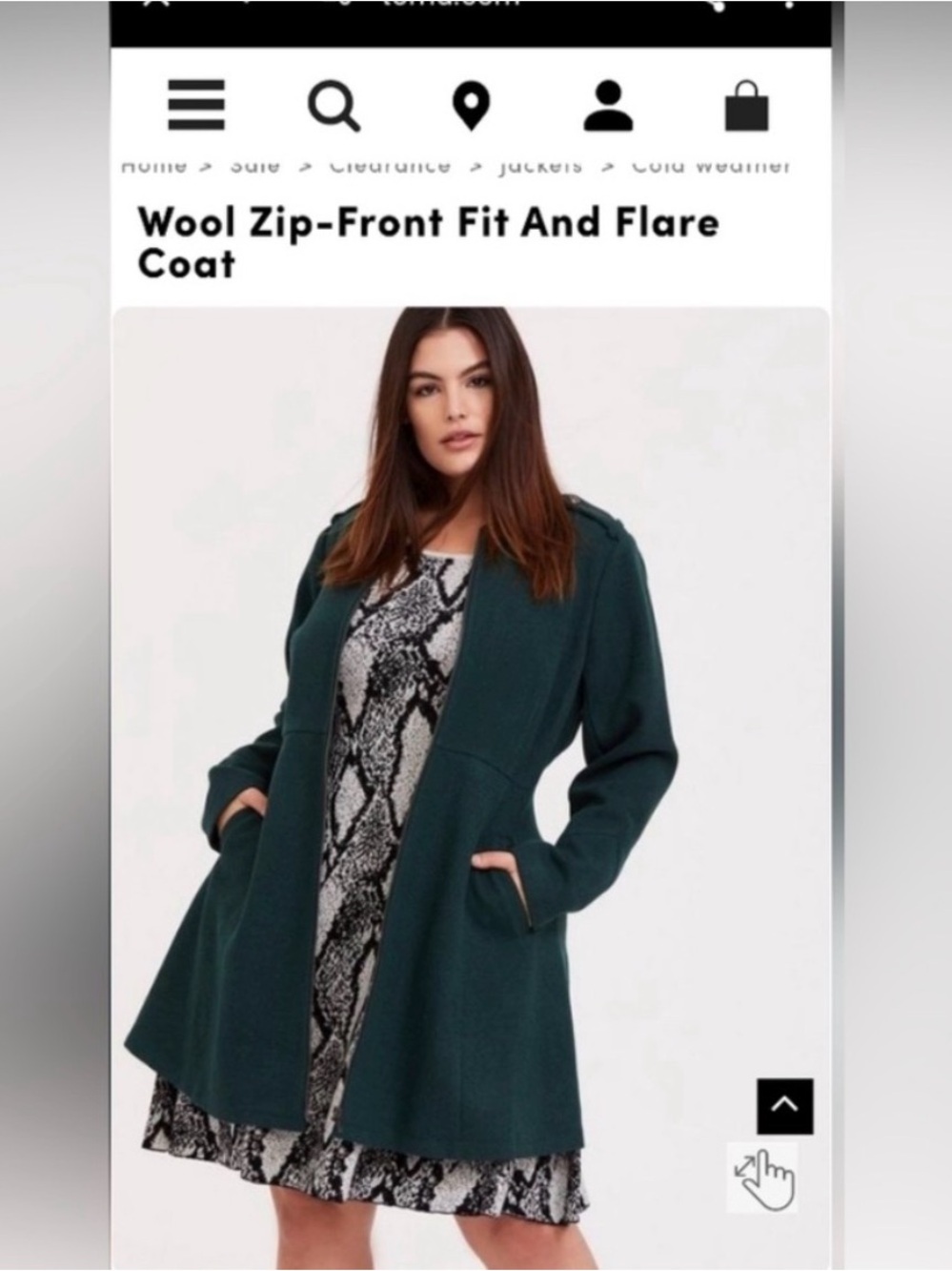 torrid Forest Green Wool Zip-Front Fit and Flare Pea Coat